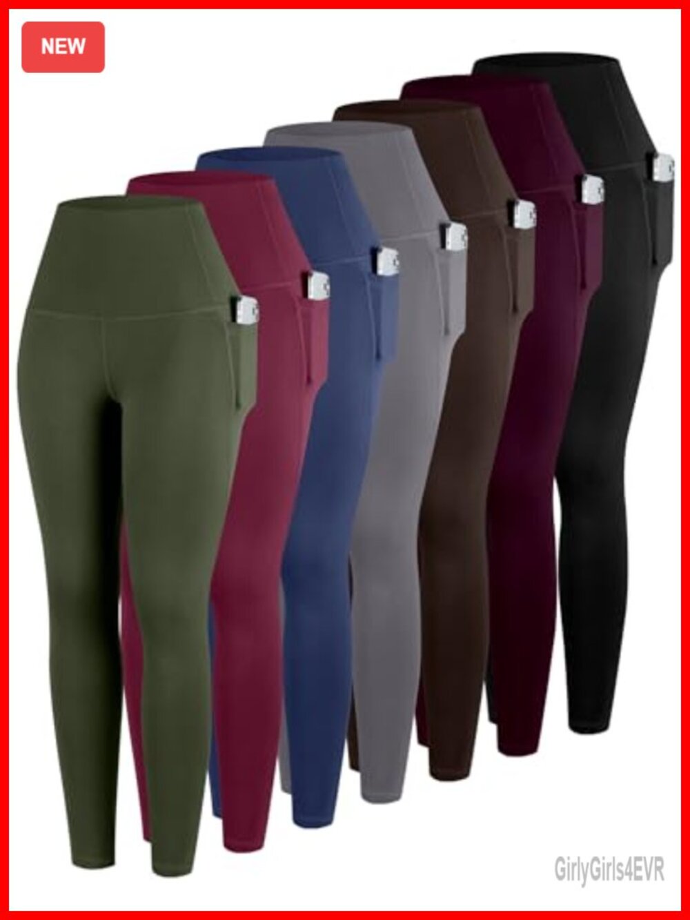 High Waisted Workout Leggings with Pockets 7 Pack